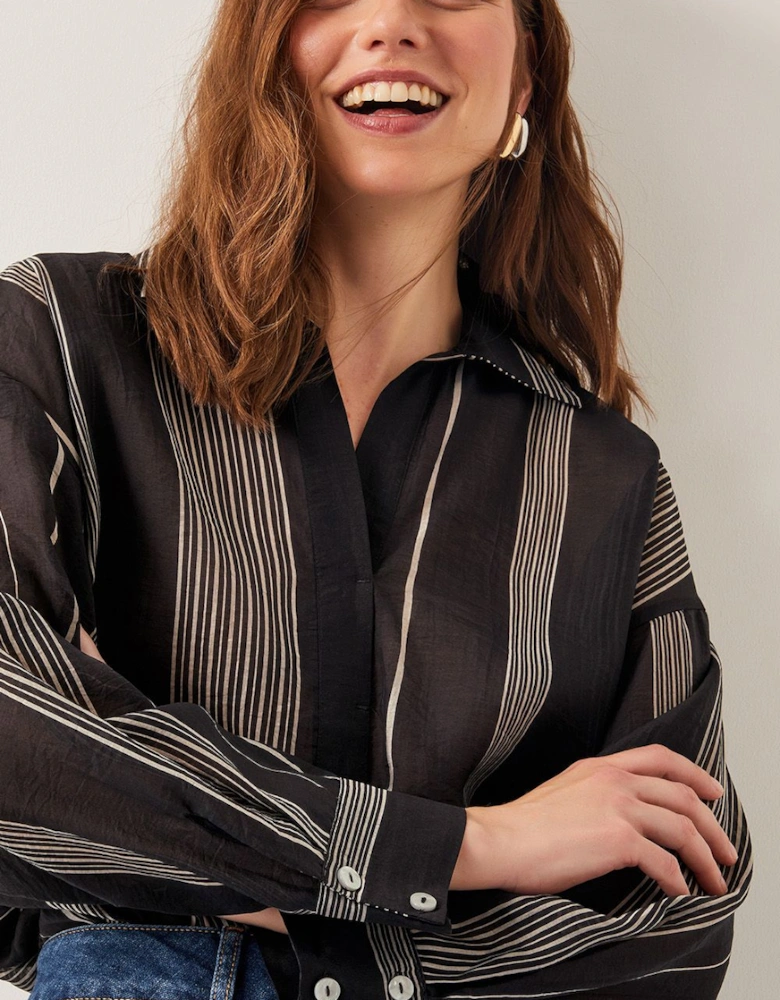 Andi Stripe Blouse Black