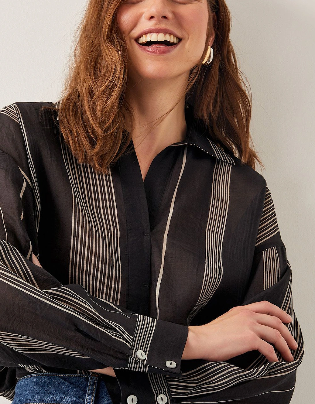 Andi Stripe Blouse Black, 2 of 1