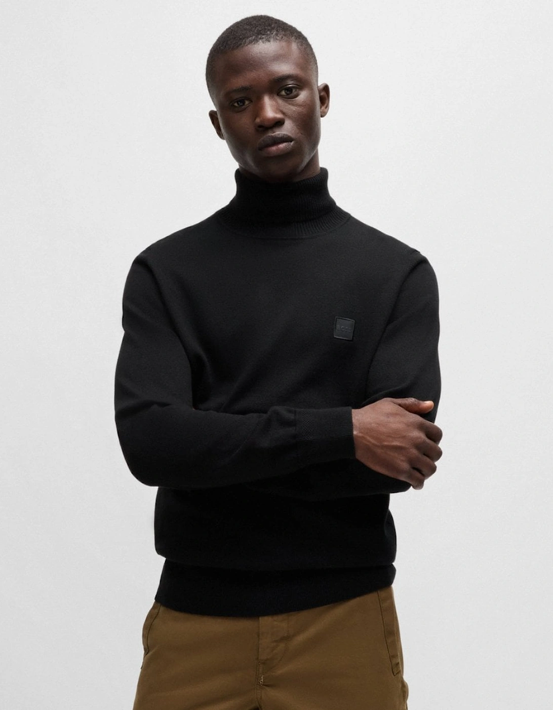 BOSS Orange Akiro Mens Funnel Neck Jumper - Black 001, 5 of 4