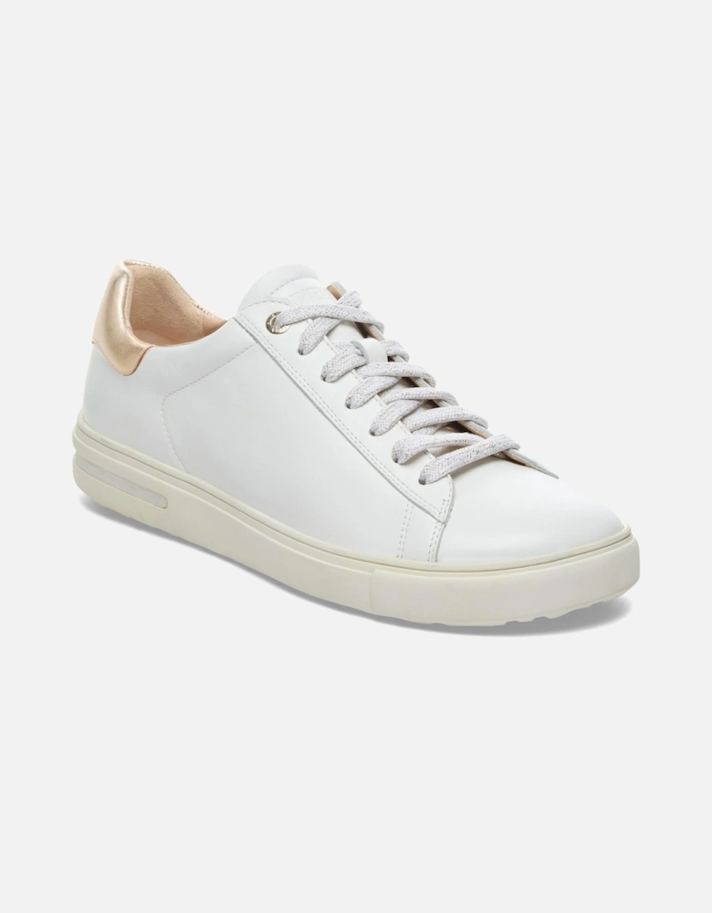 Bend Low Natural Leather Womens Trainers - White/Metallic Rose