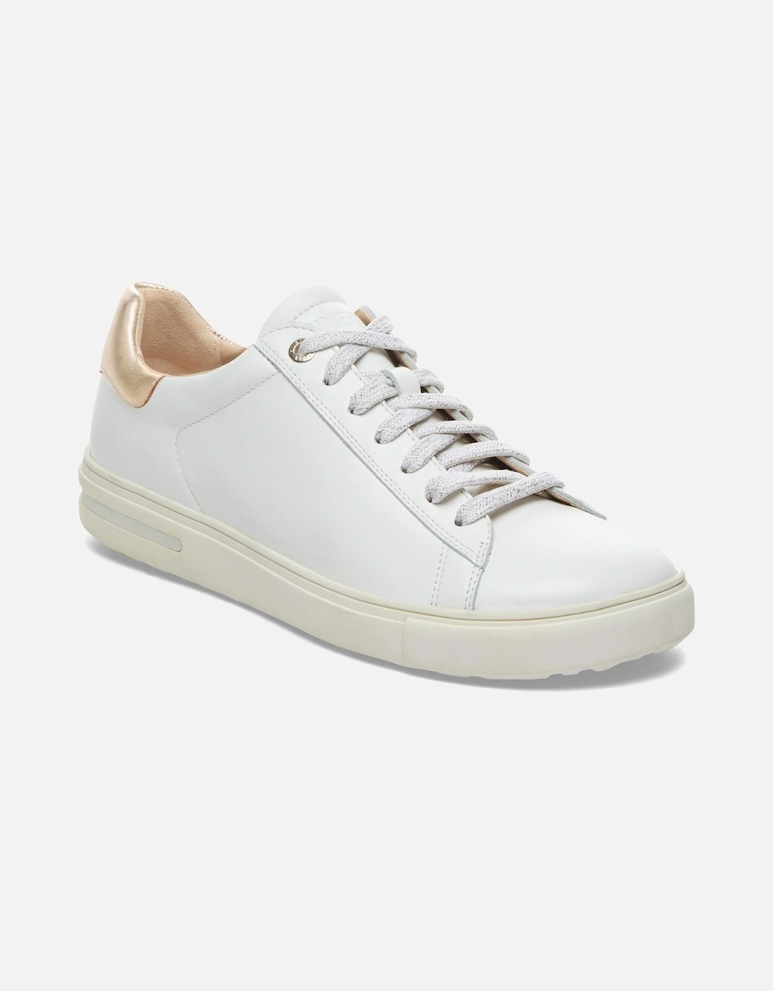 Bend Low Natural Leather Womens Trainers - White/Metallic Rose, 2 of 1