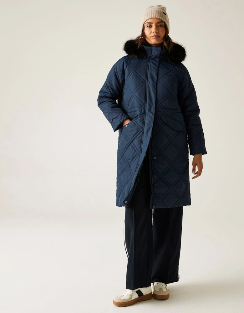 Womens Freyla  Longline Quilted Padded Jacket