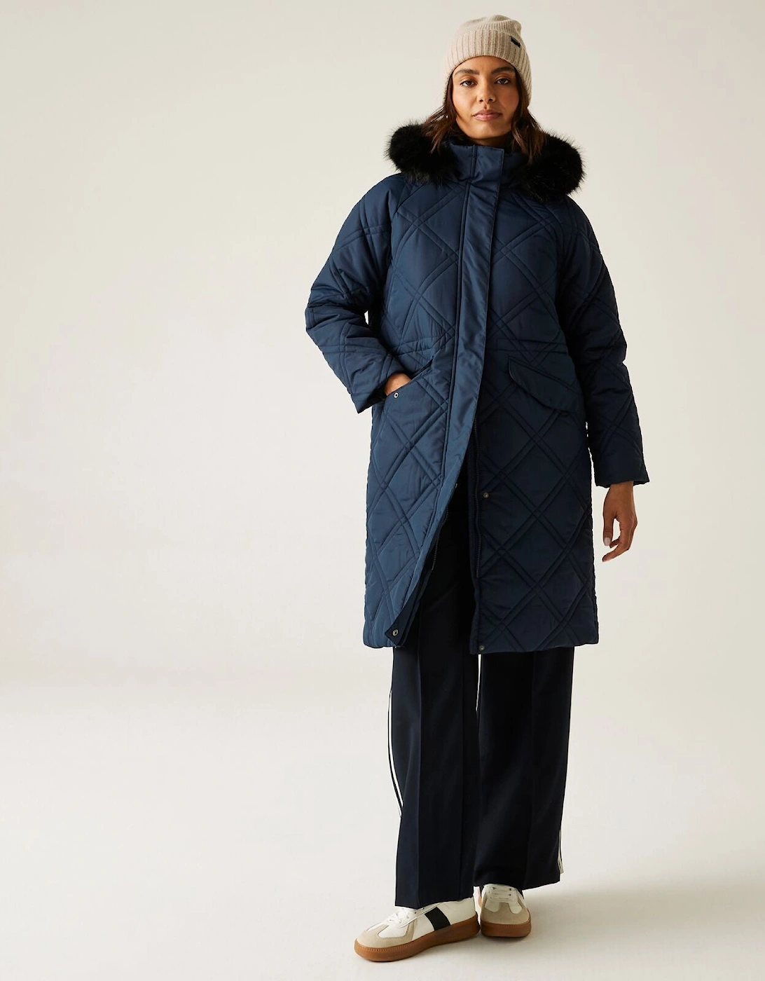 Womens Freyla  Longline Quilted Padded Jacket, 2 of 1