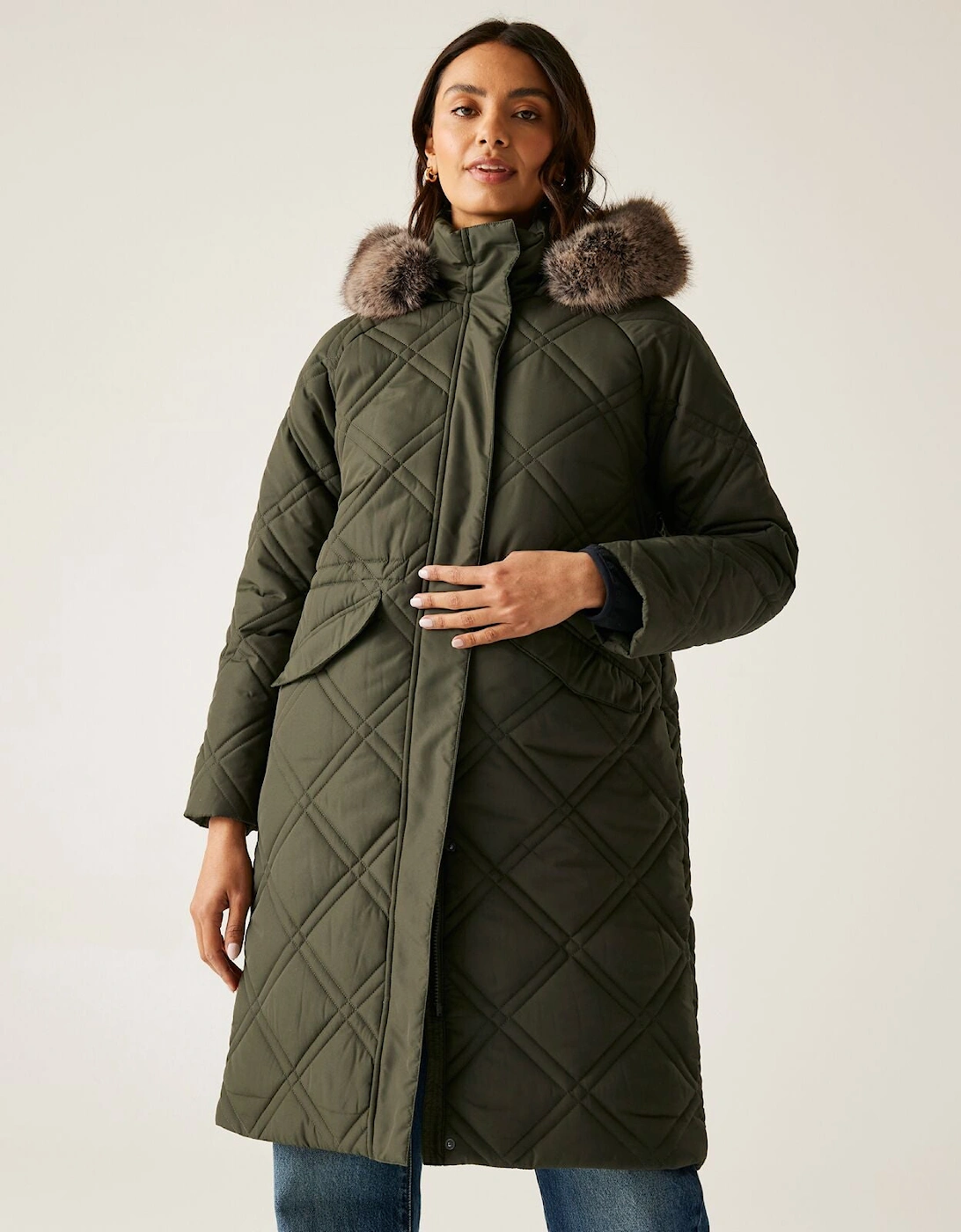 Womens Freyla  Longline Quilted Padded Jacket, 2 of 1