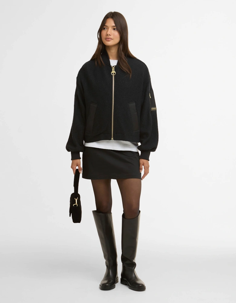 Monique Womens Wool Bomber Jacket - Black
