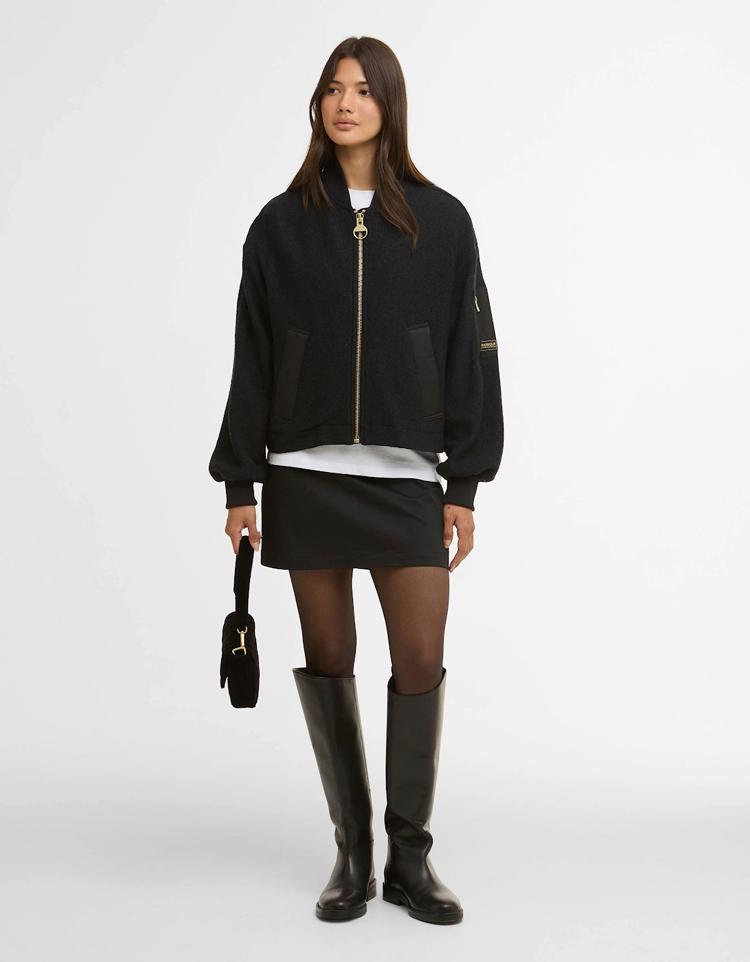 Monique Womens Wool Bomber Jacket - Black