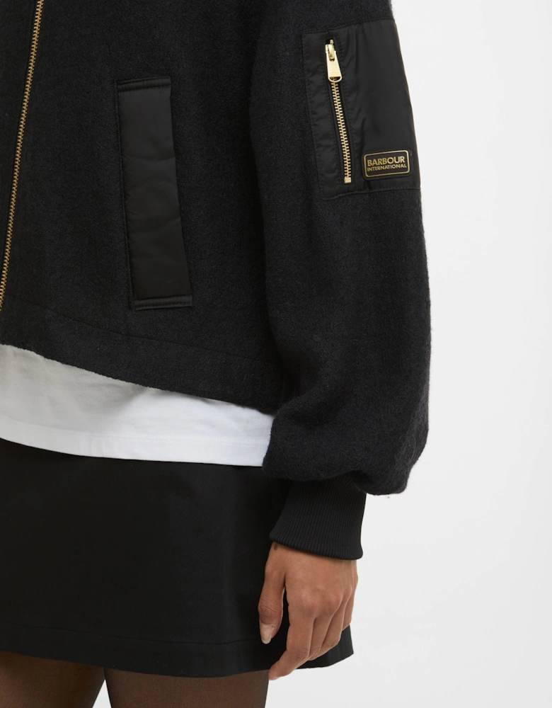 Monique Womens Wool Bomber Jacket - Black