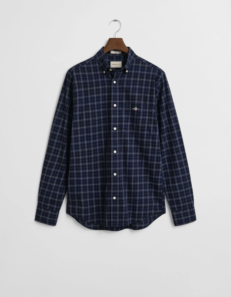 Mens Regular Fit Classic Poplin Check Shirt - 423 Persian Blue