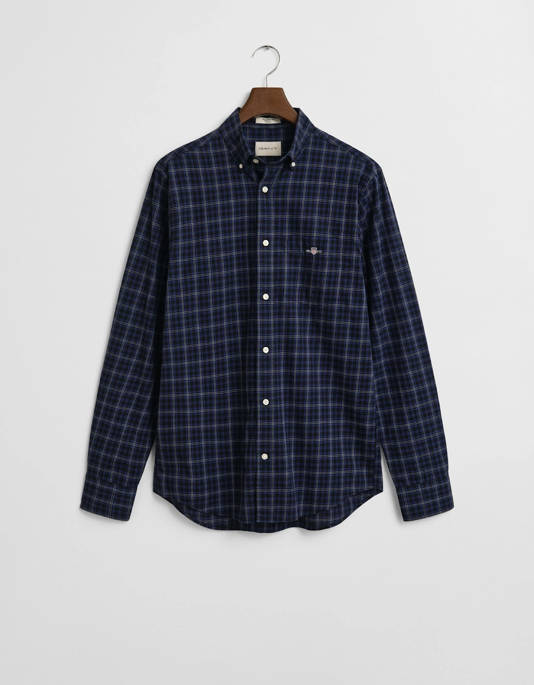 Mens Regular Fit Classic Poplin Check Shirt - 423 Persian Blue, 2 of 1