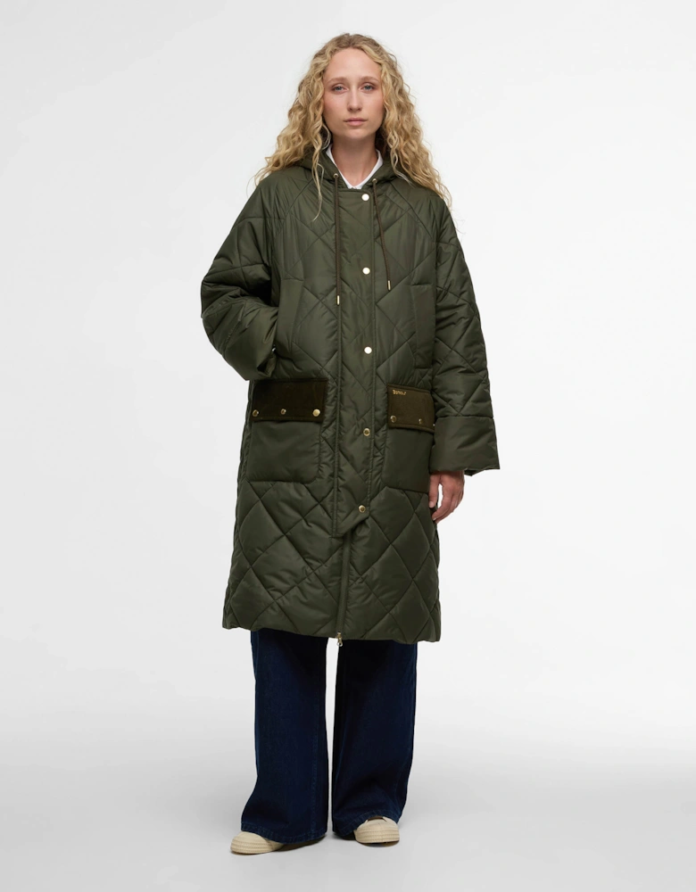 Braidley Womens Quilted Jacket - Olive/Ancient Tartan