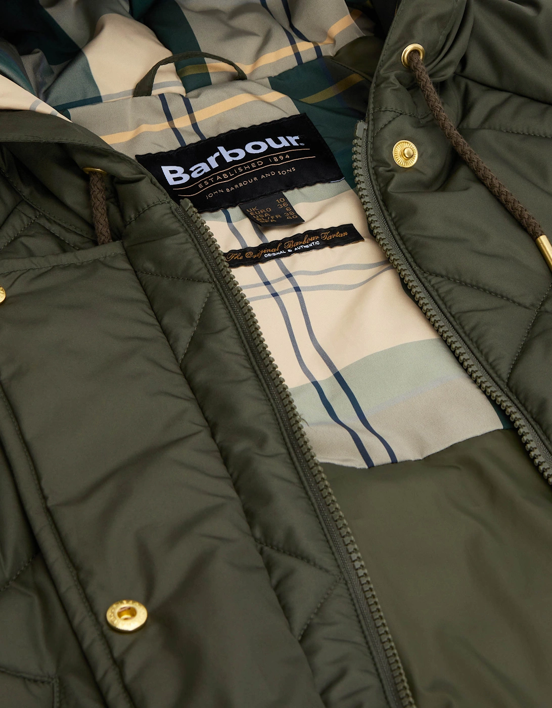 Braidley Womens Quilted Jacket - Olive/Ancient Tartan