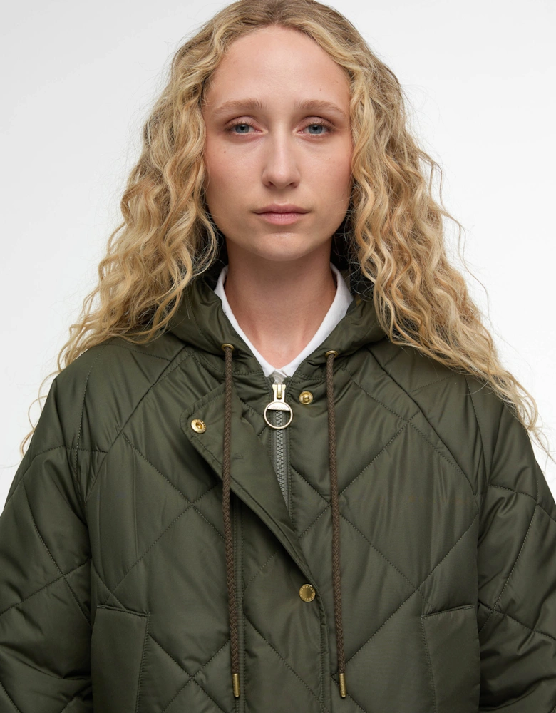 Braidley Womens Quilted Jacket - Olive/Ancient Tartan