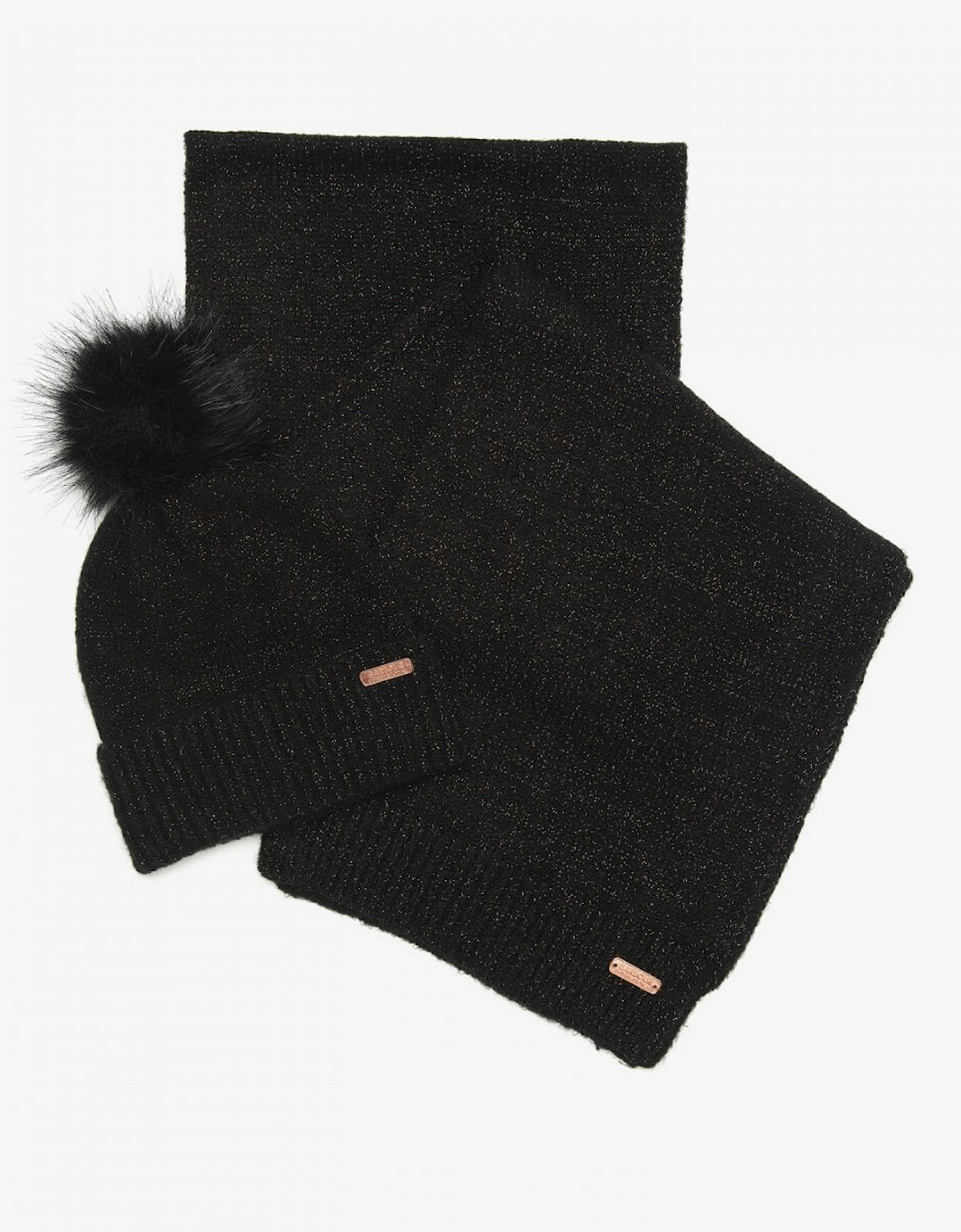 Sparkle Womens Beanie/Scarf - Black