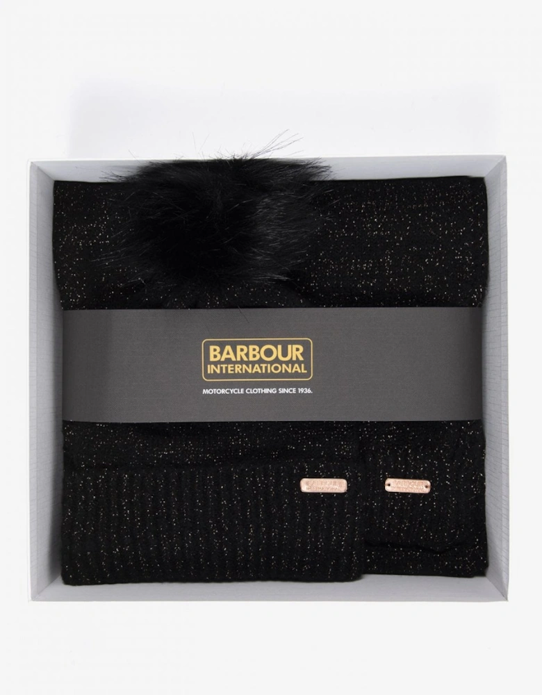 Sparkle Womens Beanie/Scarf - Black
