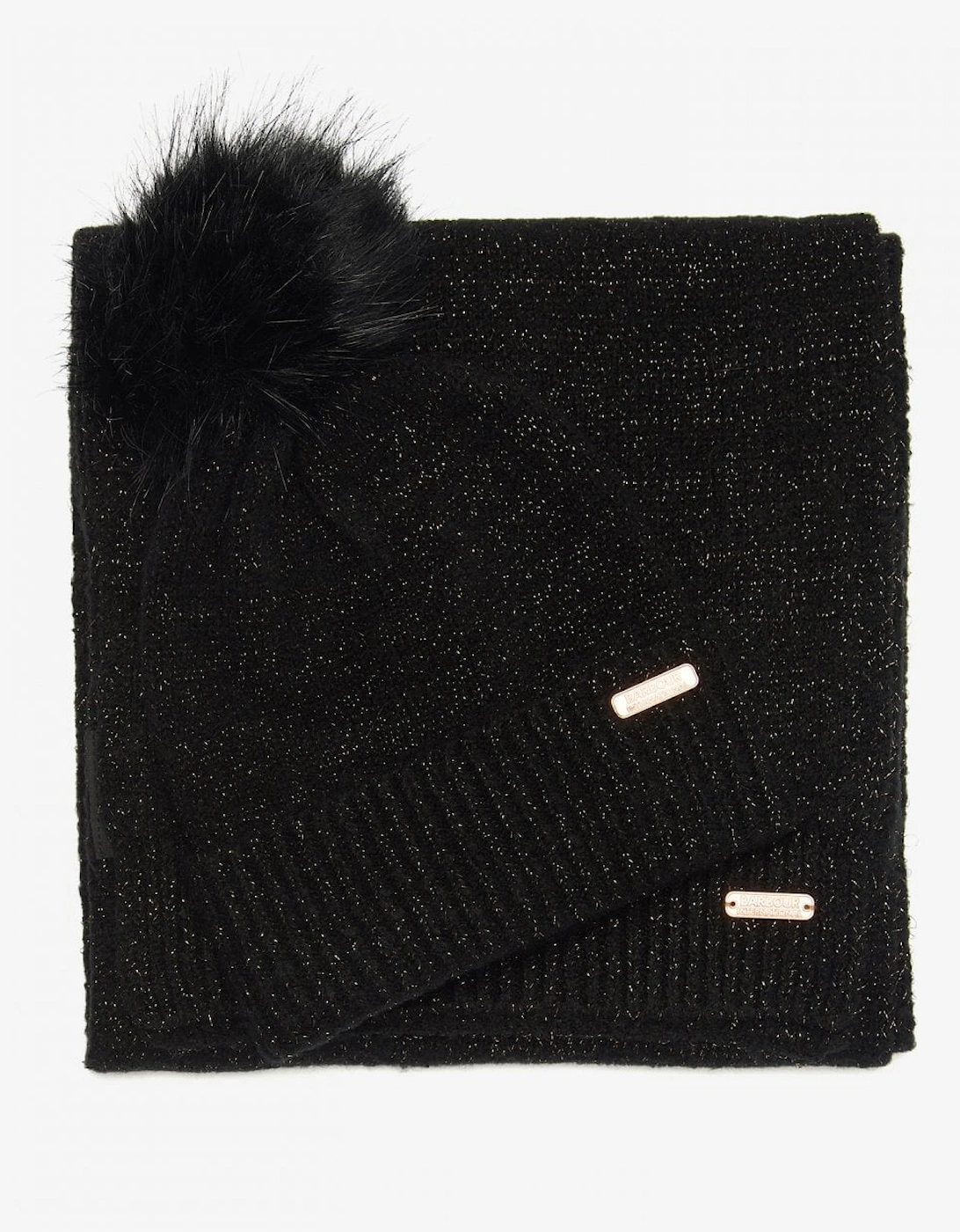 Sparkle Womens Beanie/Scarf - Black