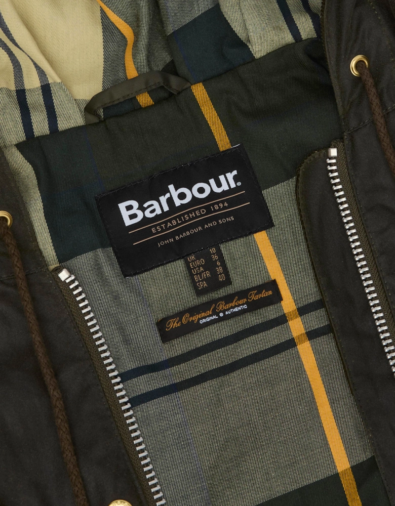 Aberford Womens Wax Jacket - Archive Olive/Ancient Tartan