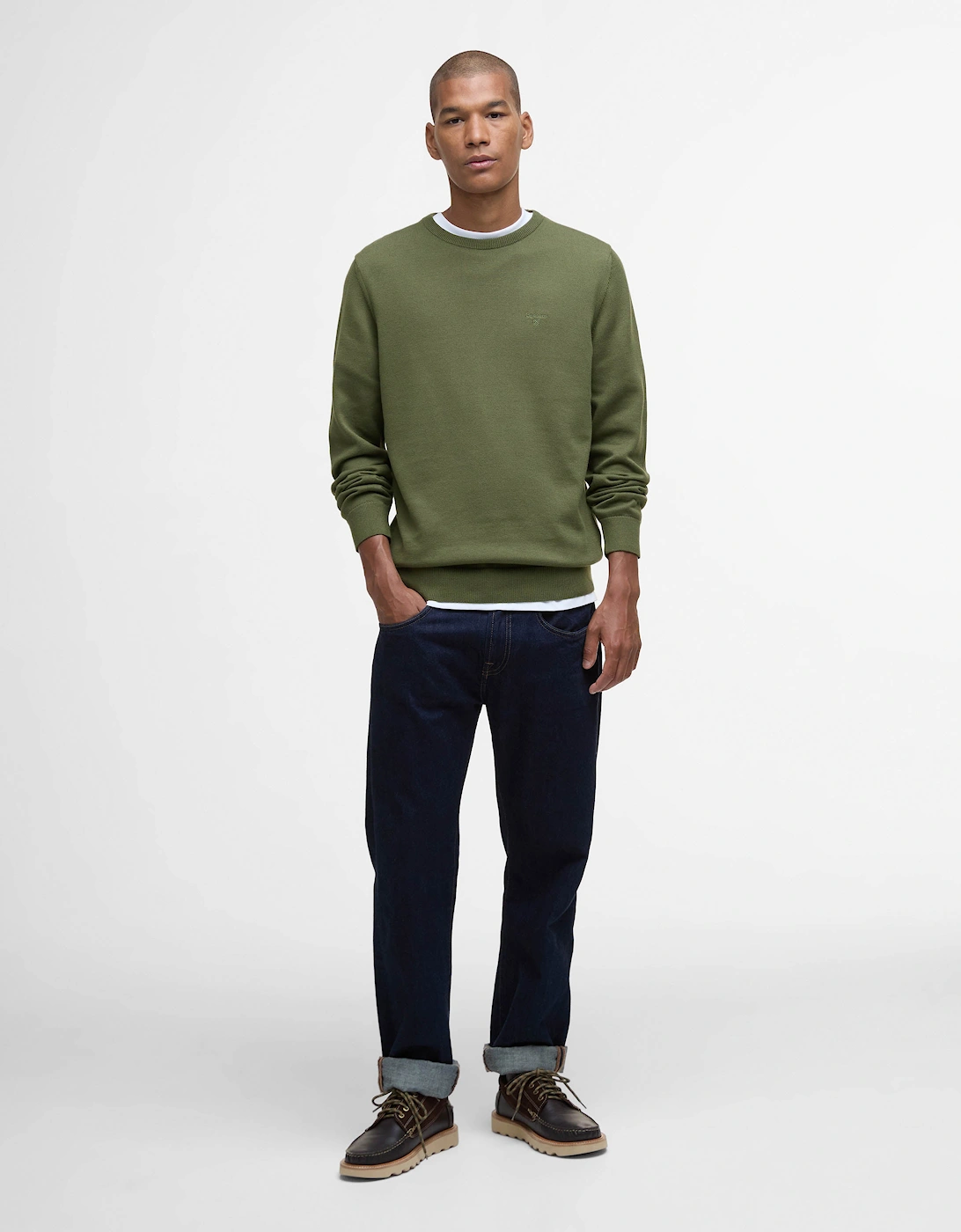 Pima Cotton Mens Crew Sweatshirt - Winter Moss