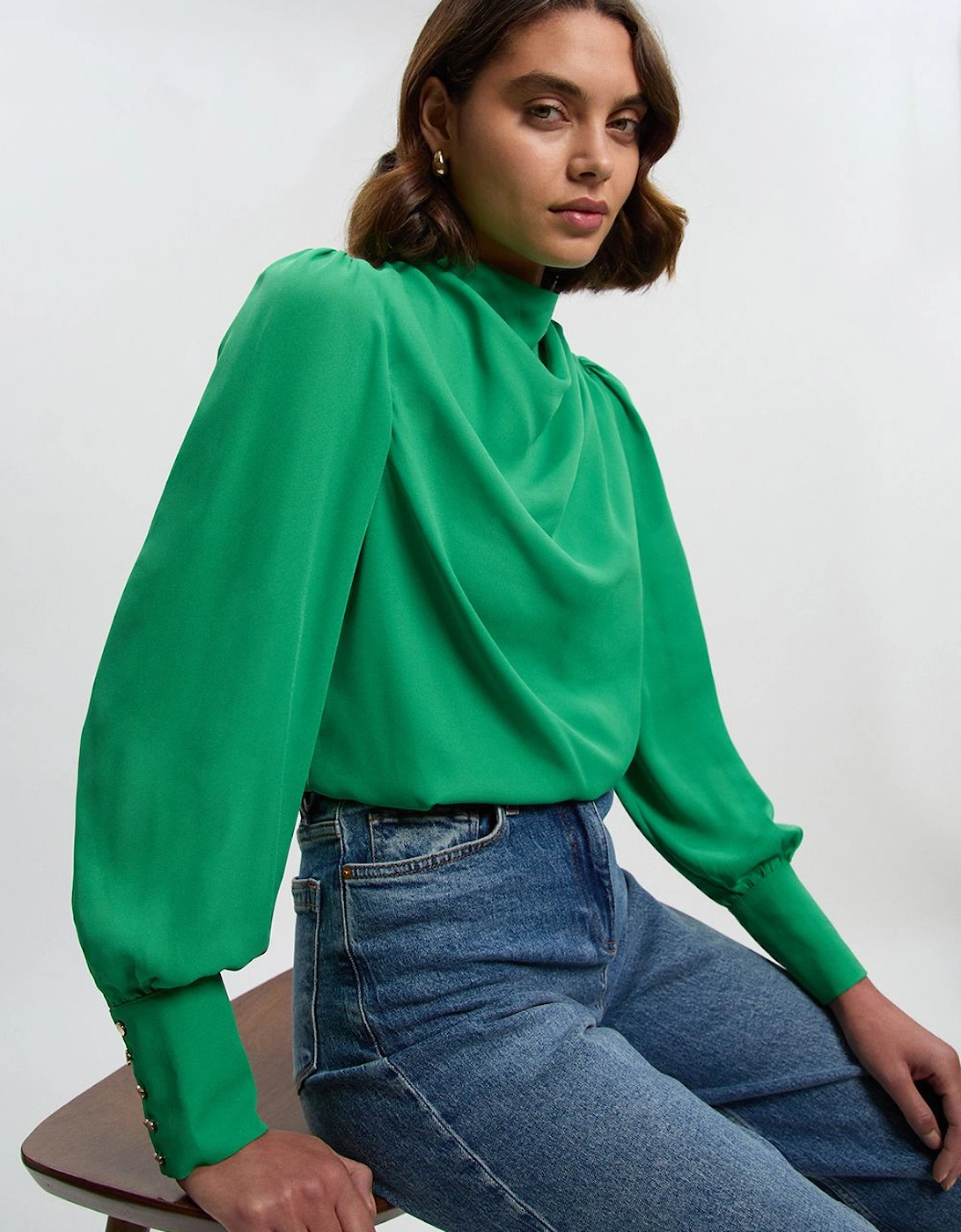 Pintuck Shoulder Detail Georgette Woven Blouse, 2 of 1