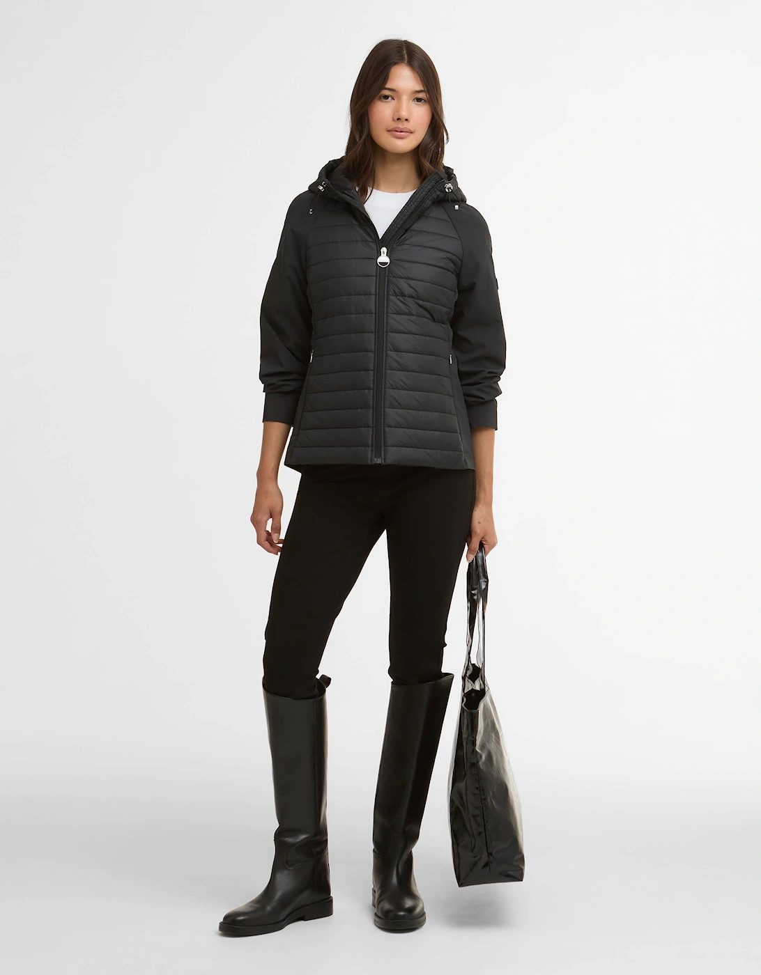 Valentina Womens Quilted Hybrid Jacket - Black