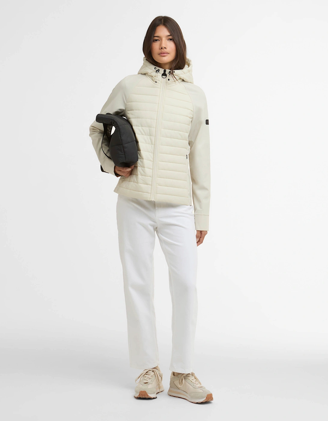 Valentina Womens Quilted Hybrid Jacket - Bone White
