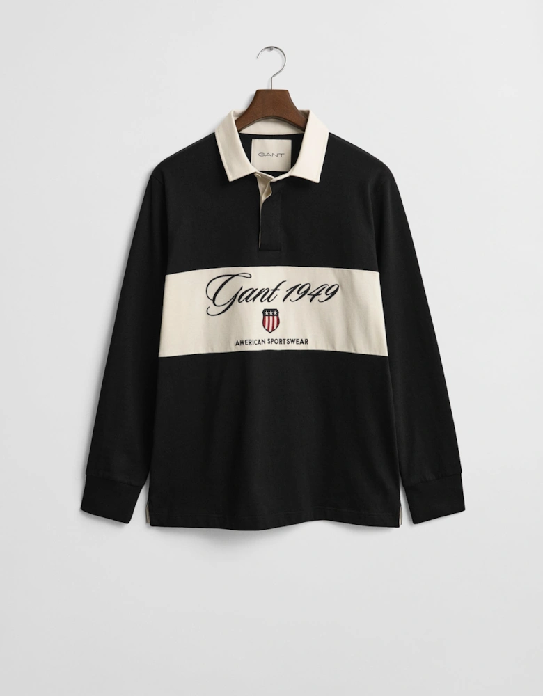 Mens Blocked Heavy Rugger - 5 Black