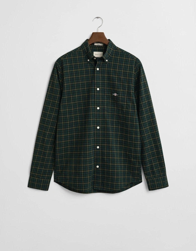 Mens Regular Fit Classic Poplin Check Shirt - 374 Tartan Green