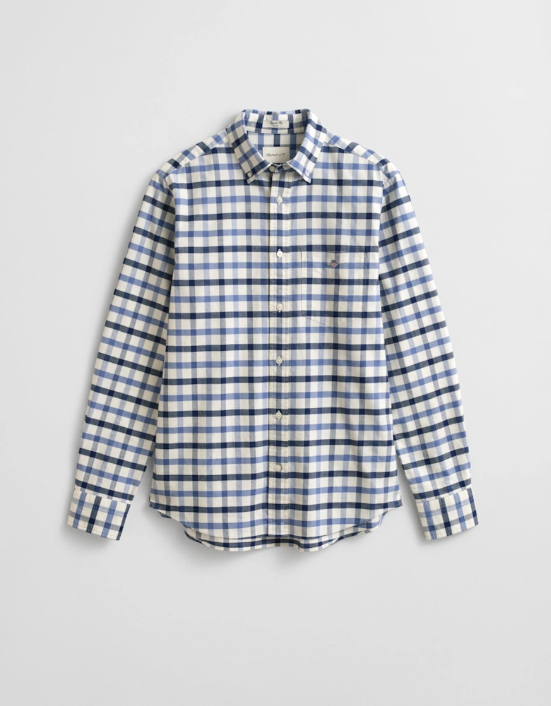 Mens Regular Fit Oxford Check Shirt - 430 Faded Denim