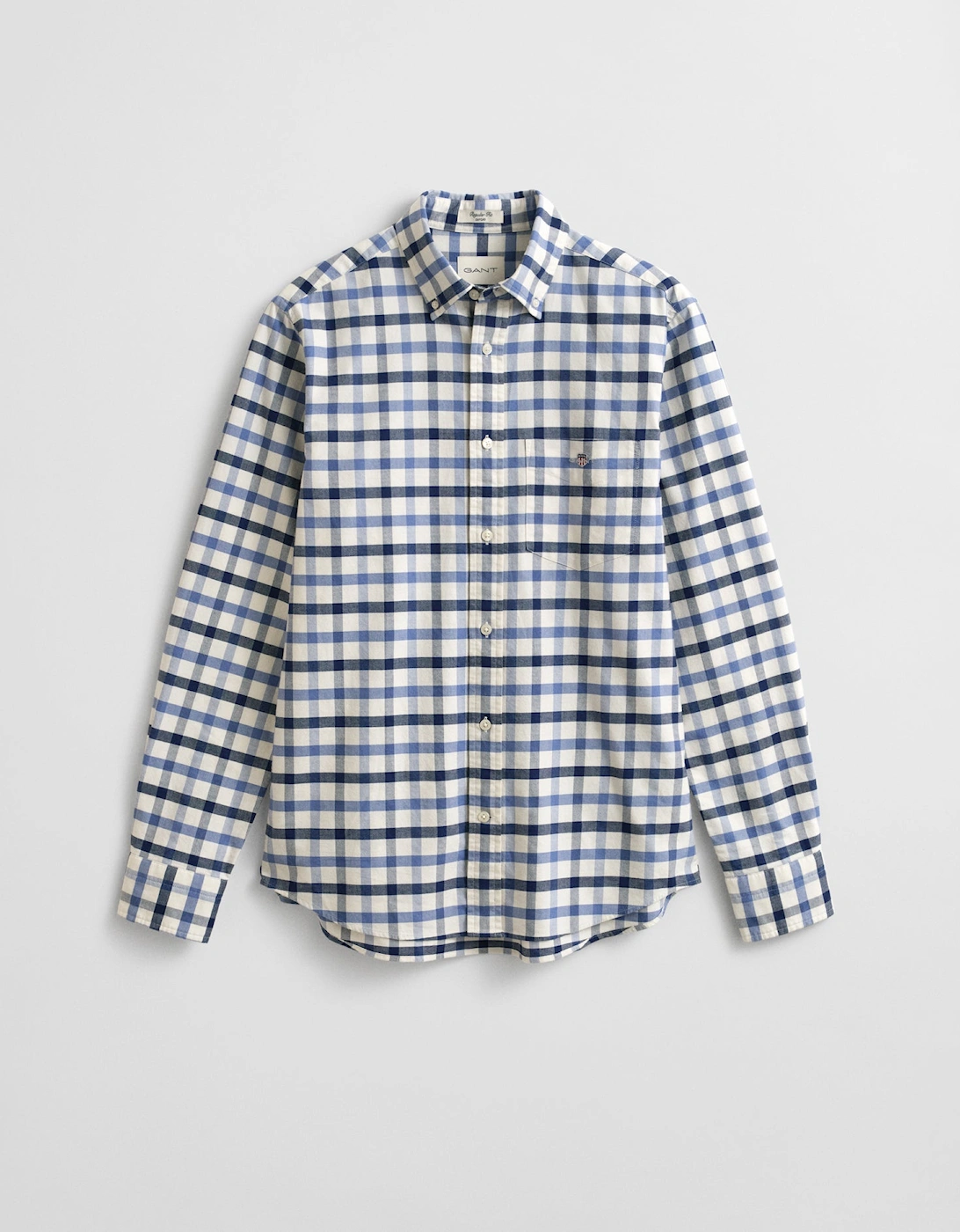 Gant Men's Faded Denim Regular Fit Oxford Check Shirt - 430 - : 42/Regular Xl