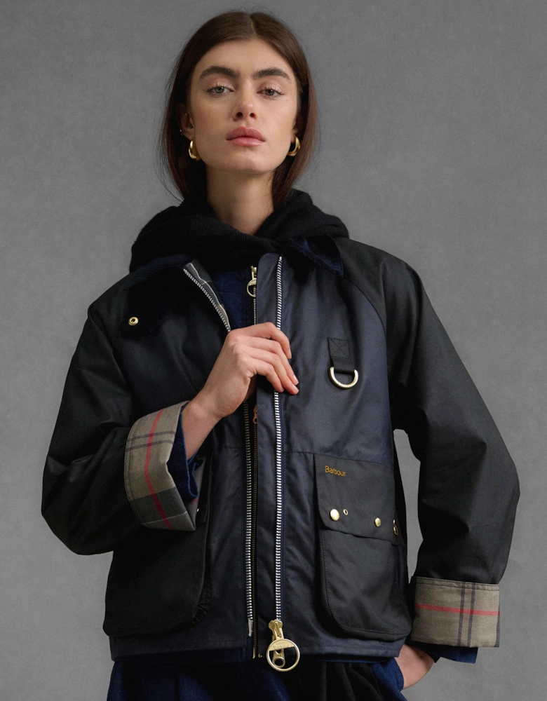 Kearton Womens Wax Jacket - Royal Navy/Black/Dress Tartan