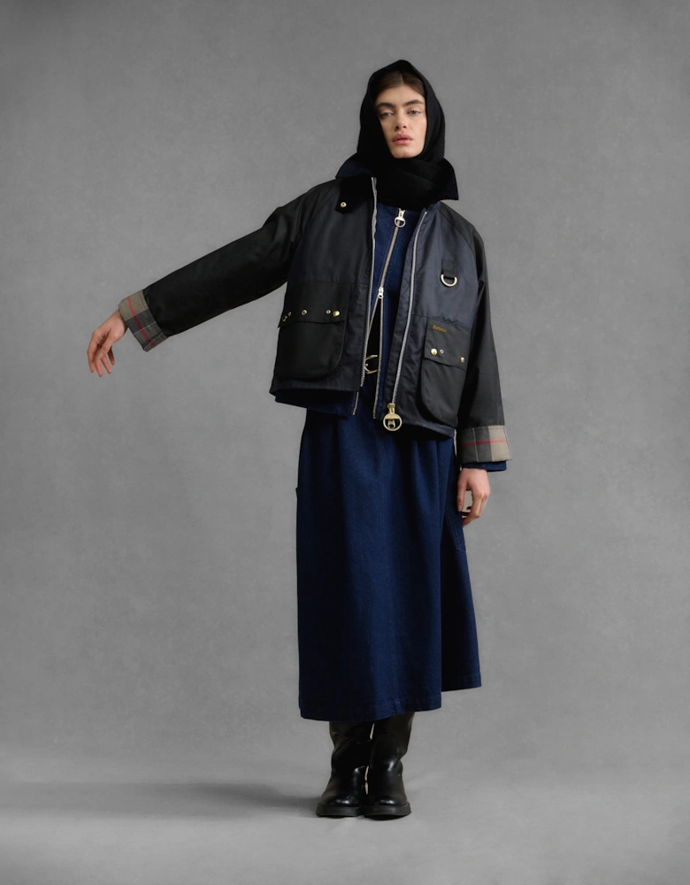 Kearton Womens Wax Jacket - Royal Navy/Black/Dress Tartan