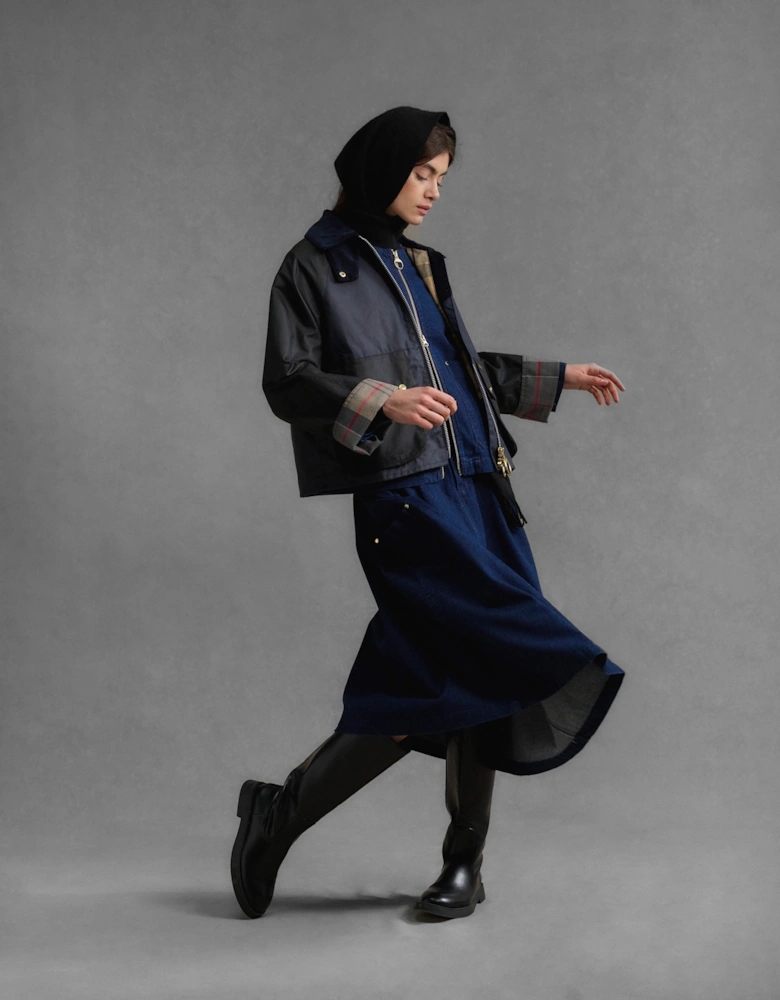 Kearton Womens Wax Jacket - Royal Navy/Black/Dress Tartan