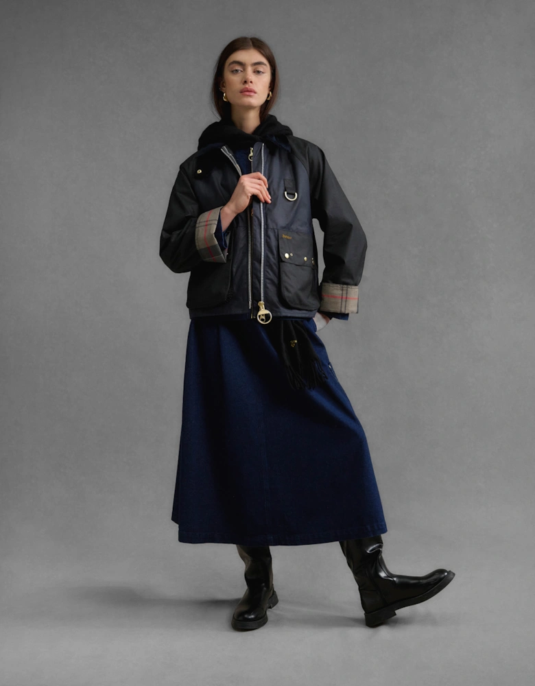 Kearton Womens Wax Jacket - Royal Navy/Black/Dress Tartan
