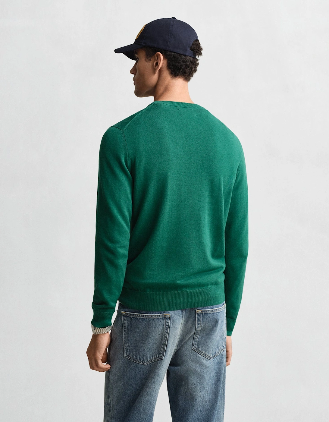 Mens Classic Cotton Crew Neck Jumper - 373 Deep Forest Green