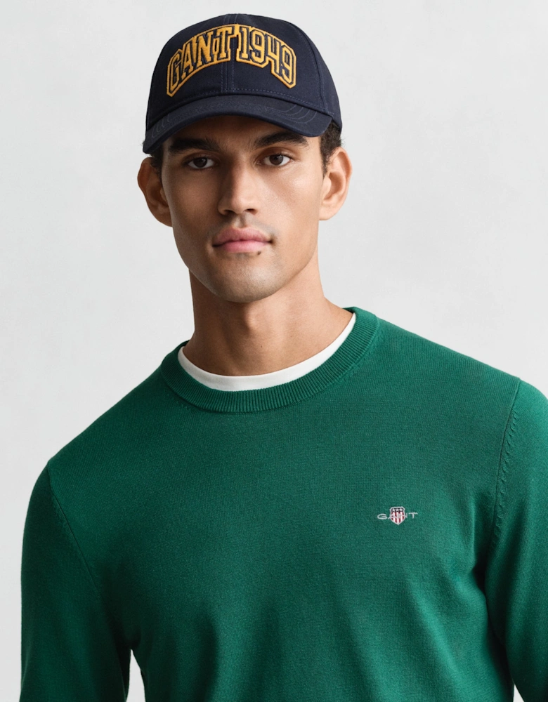 Mens Classic Cotton Crew Neck Jumper - 373 Deep Forest Green