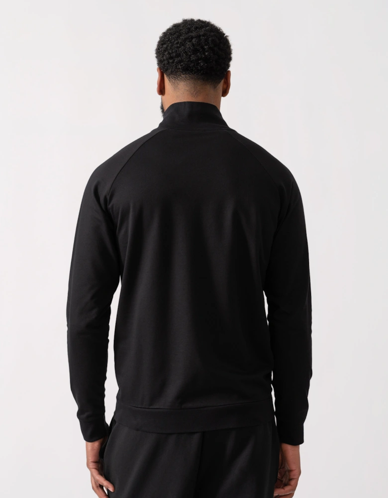 BOSS Orange Authentic Cotton Terry Loungewear Jacket with Stripe  - Black 001