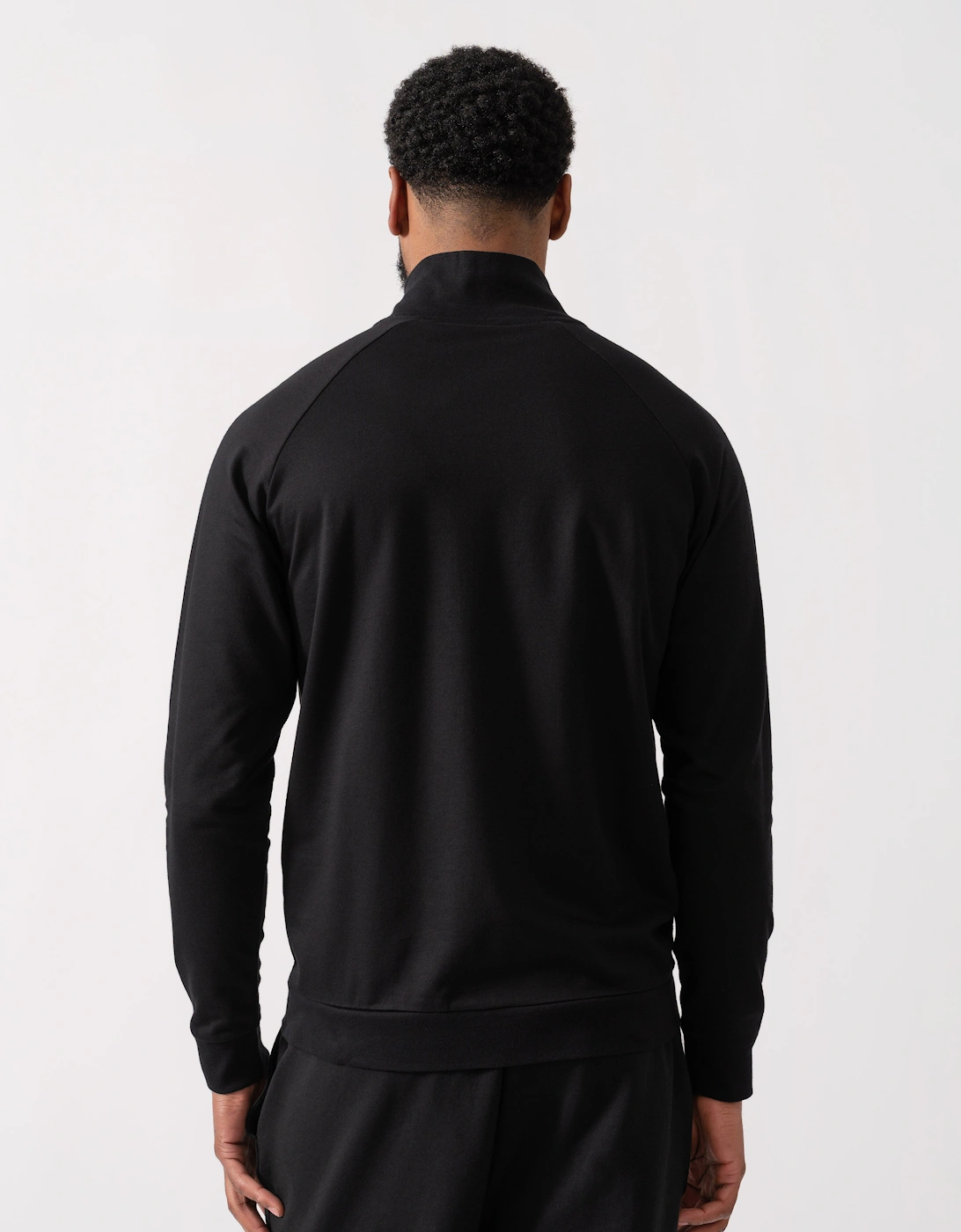 BOSS Orange Authentic Cotton Terry Loungewear Jacket with Stripe  - Black 001