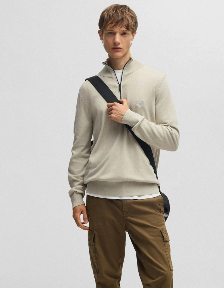 BOSS Orange Kanobix S Mens 1/4 Zip Jumper - Light Beige 271