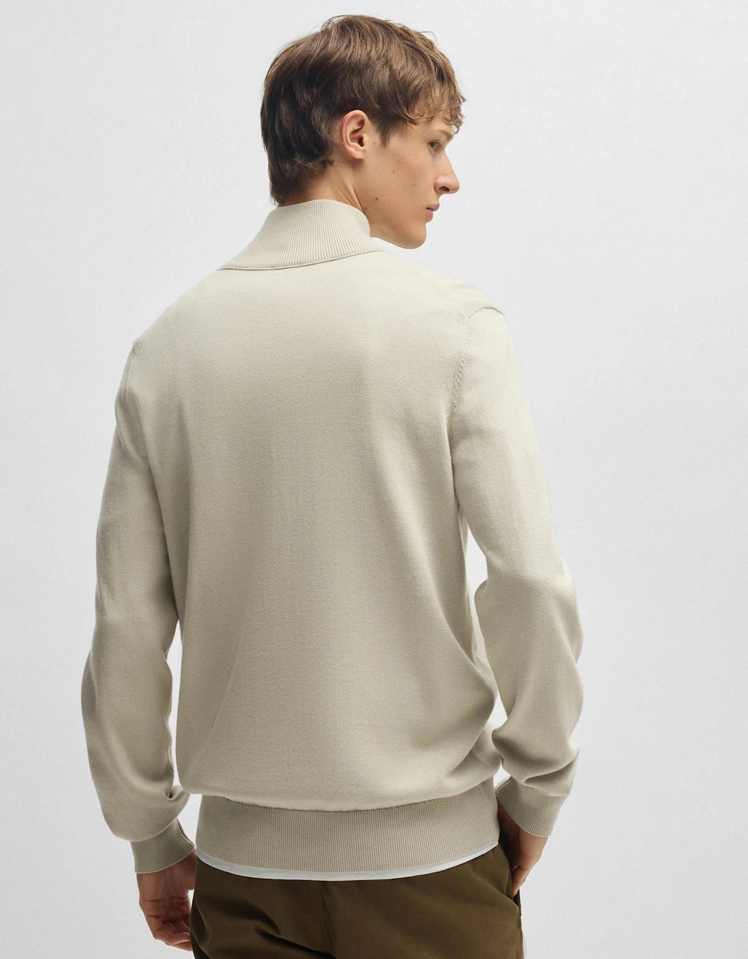 BOSS Orange Kanobix S Mens 1/4 Zip Jumper - Light Beige 271