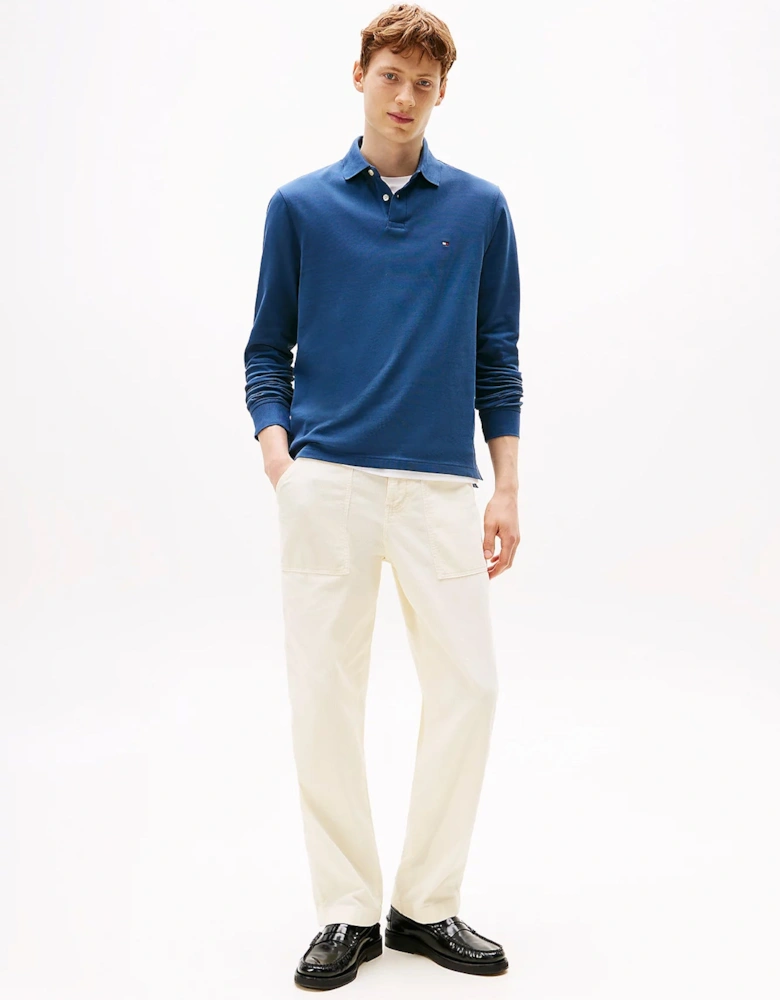 1985 Regular Long Sleeve Mens Polo Shirt - Aegean Sea