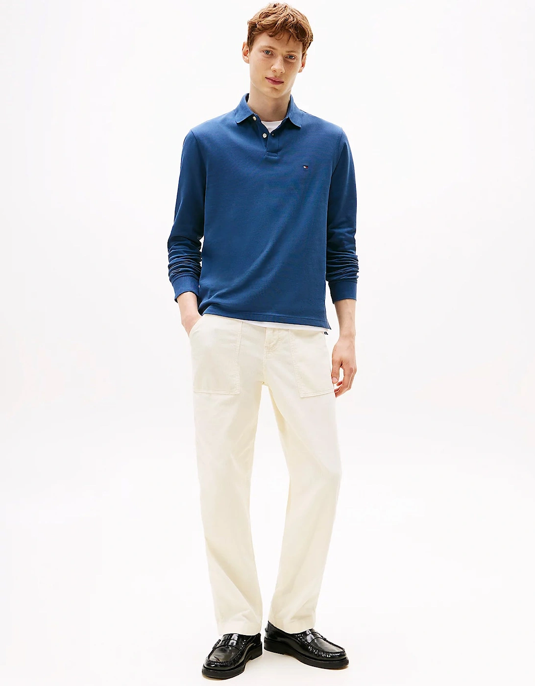 1985 Regular Long Sleeve Mens Polo Shirt - Aegean Sea