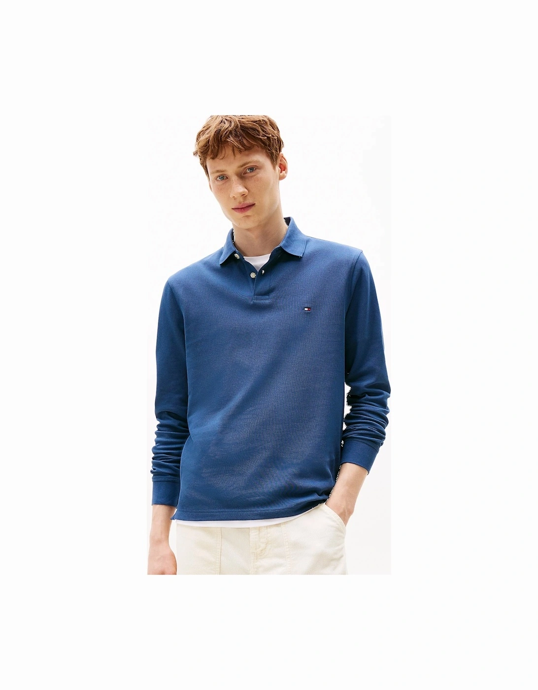 1985 Regular Long Sleeve Mens Polo Shirt - Aegean Sea, 6 of 5