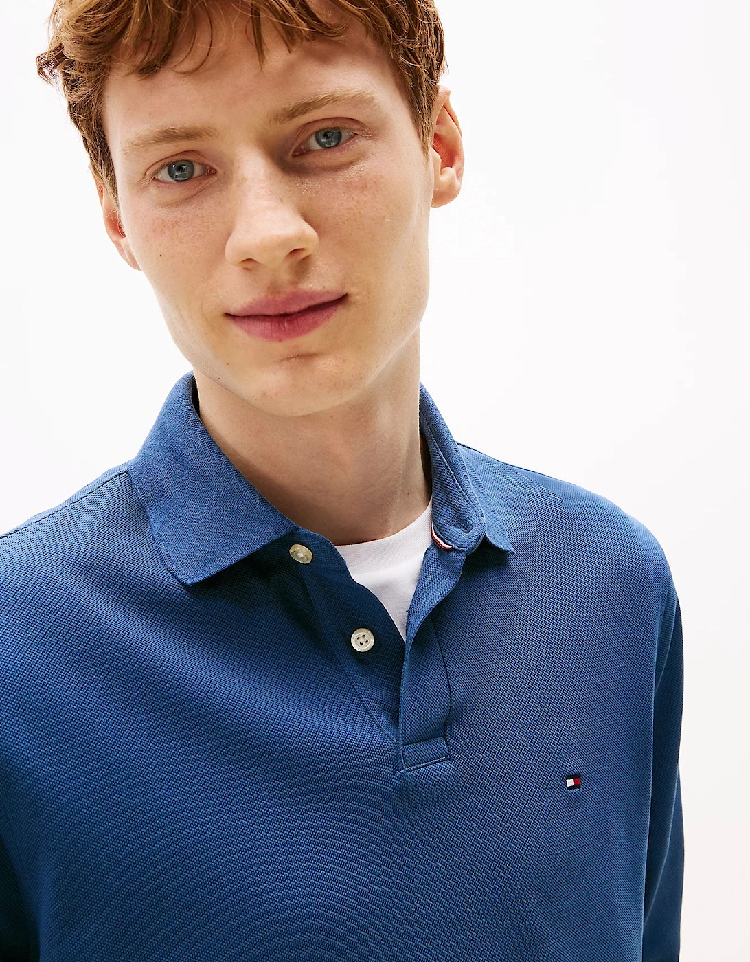 1985 Regular Long Sleeve Mens Polo Shirt - Aegean Sea