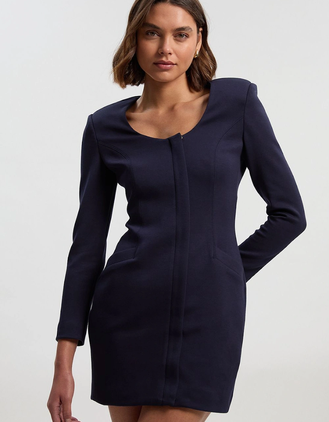 Scuba Scoop Neck Long Sleeve Mini Dress, 2 of 1