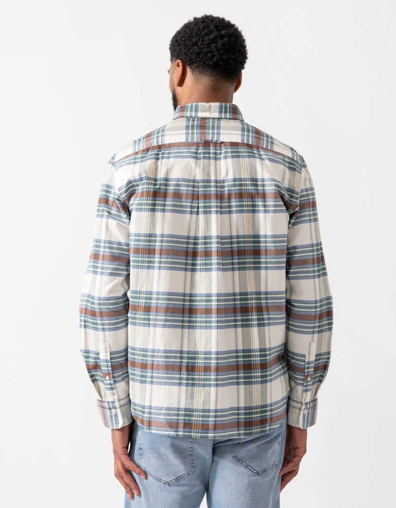 Mens Regular Fit Oxford Check Shirt - 318 Woody Green