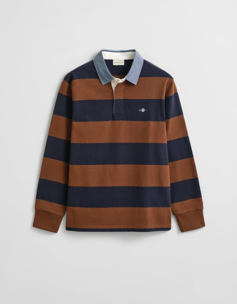 Mens Regular Fit Chambray Stripe Heavy Rugger - 229 Mahogany Brown
