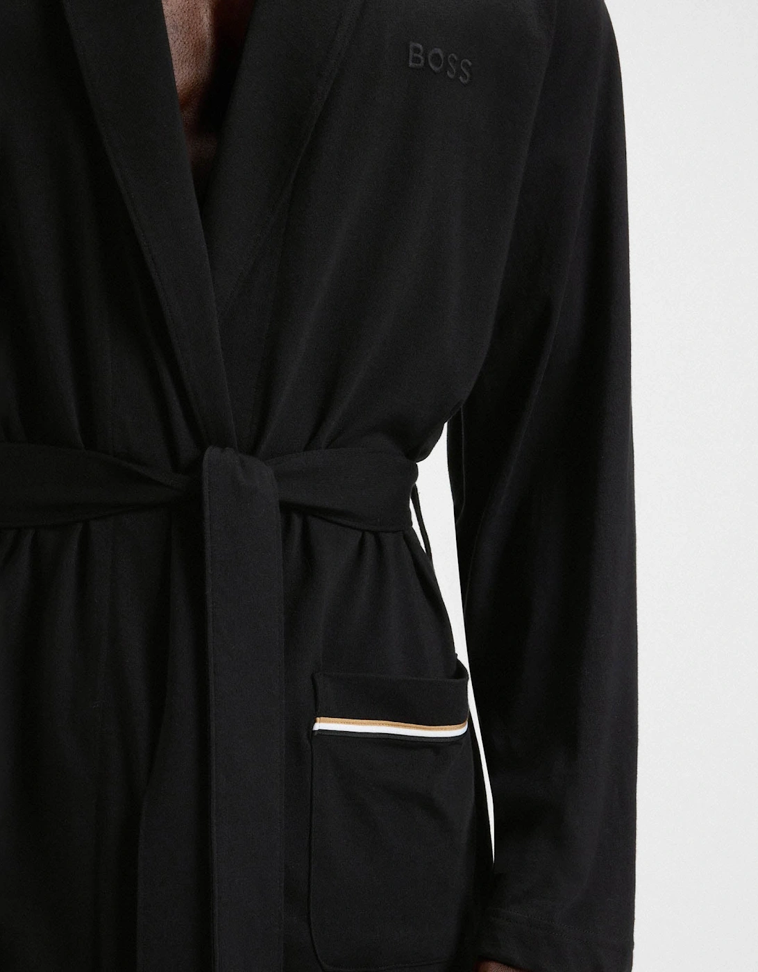 BOSS Orange Mens Cotton Jersey Dressing Gown - Black 001