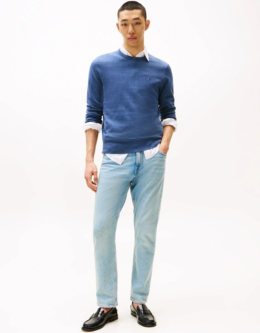 Essential Cotton Crew Neck Mens Sweatshirt - Aegean Sea Heather