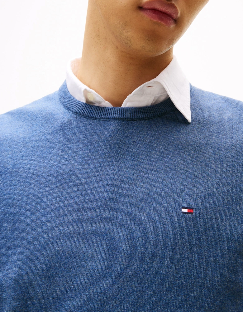 Essential Cotton Crew Neck Mens Sweatshirt - Aegean Sea Heather