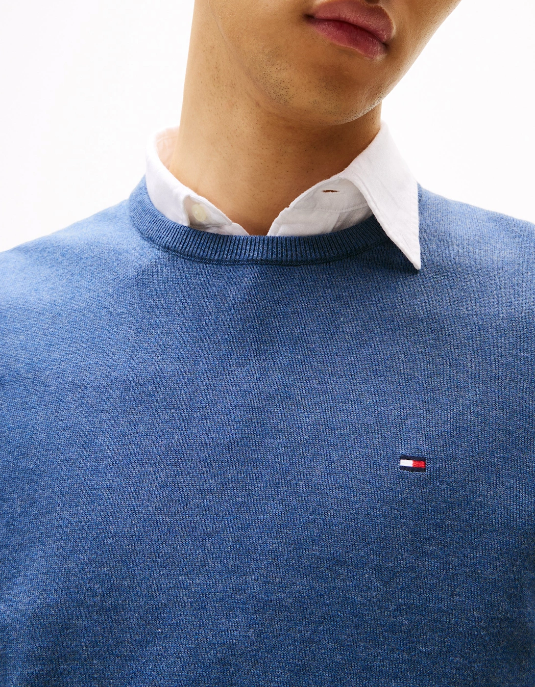 Essential Cotton Crew Neck Mens Sweatshirt - Aegean Sea Heather