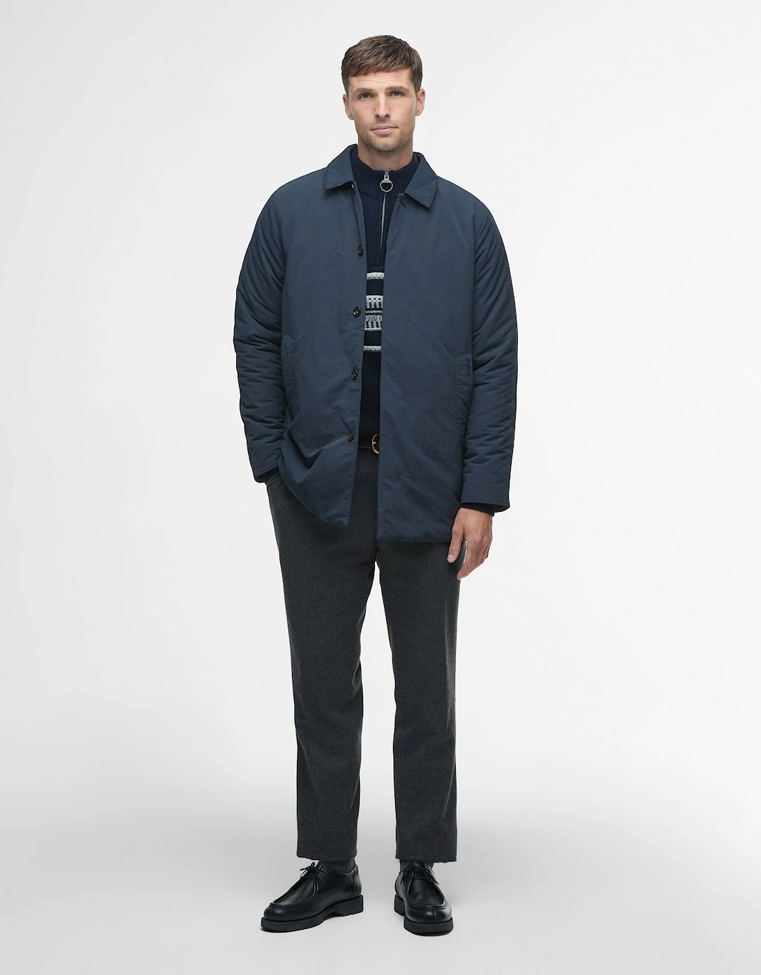 Wadded Lorden Mens Showerproof Mac - Dark Navy